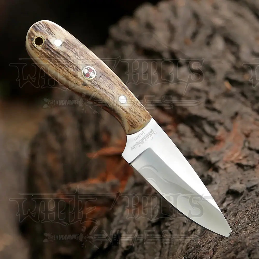 Hand Forged Full Tang Skinner Knife - Stag Antler Handle D2 Steel- 7 Inches Sk-016