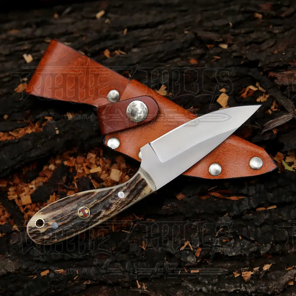 Hand Forged Full Tang Skinner Knife - Stag Antler Handle D2 Steel- 7 Inches Sk-016