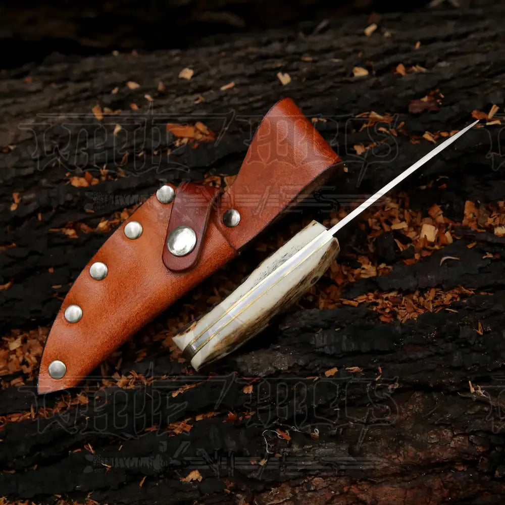 Hand Forged Full Tang Skinner Knife - Stag Antler Handle D2 Steel- 7 Inches Sk-016
