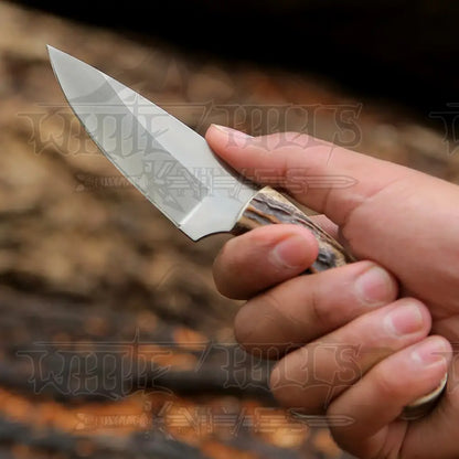 Hand Forged Full Tang Skinner Knife - Stag Antler Handle D2 Steel- 7 Inches Sk-016