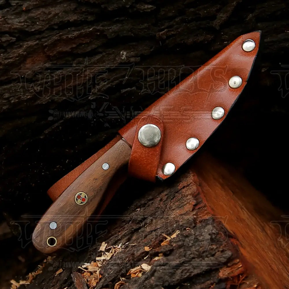 Hand Forged Full Tang Skinner Knife - Walnut Wood Handle D2 Steel- 7 Inches Sk-013