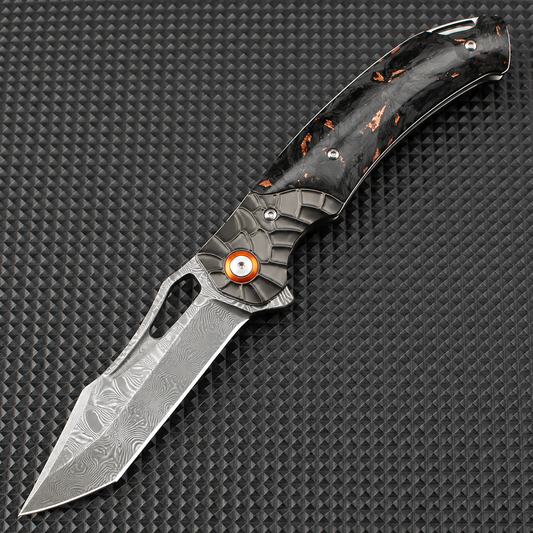 hand forged damascus pocket folding knife with pocket clip