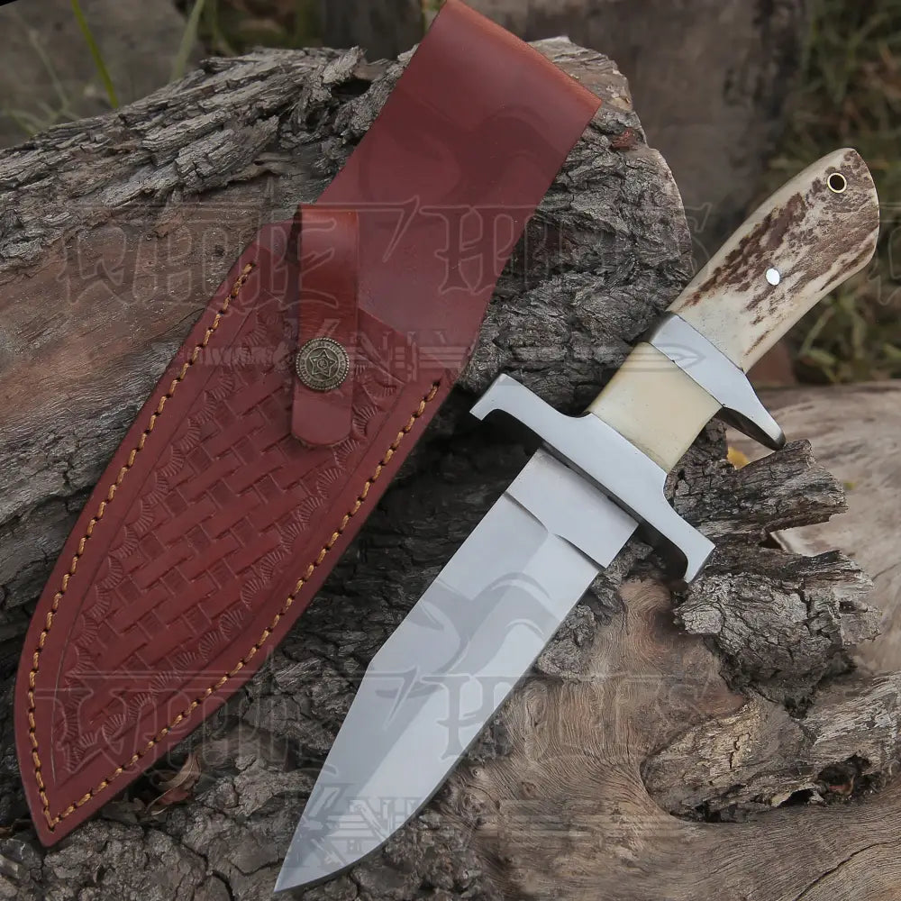 Handmade D2 Steel Hunting Loveless Fix Blade Knife Stag Antler Handle Edc 10 Wh 4433 & Survival