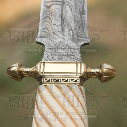 Handmade Damascus Steel Dagger Knife - 15’ Camel Bone Handle Exotic Damascus Dagger Boot