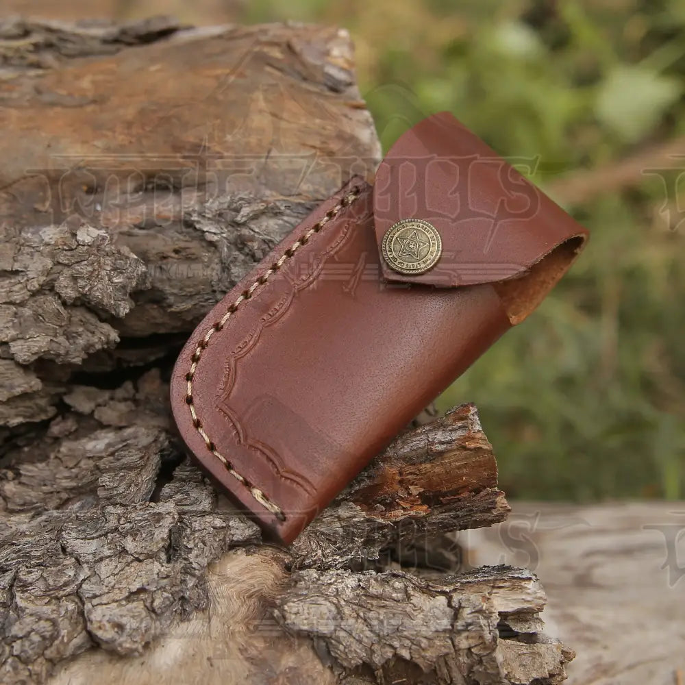 Handmade Damascus Steel Hunting Folding Knife With Pocket Clip - Camping Blade With Wood Handle Wh