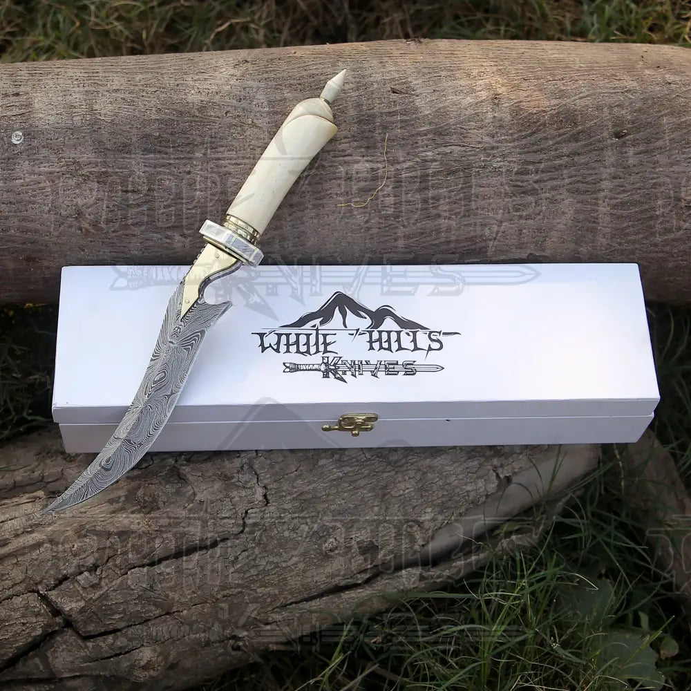 Handmade Damascus Steel Hunting Knife - 15’ Damascus Hunting Camel Bone Handle & Survival Knives