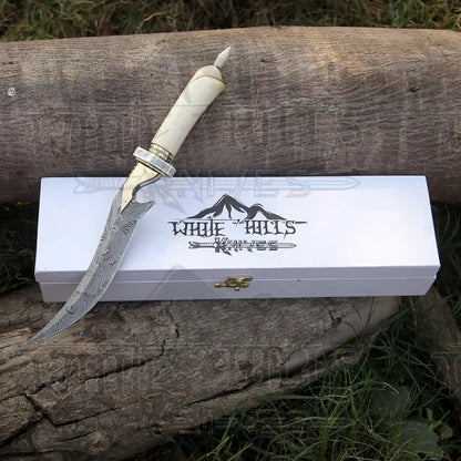 Handmade Damascus Steel Hunting Knife - 15’ Damascus Hunting Camel Bone Handle & Survival Knives