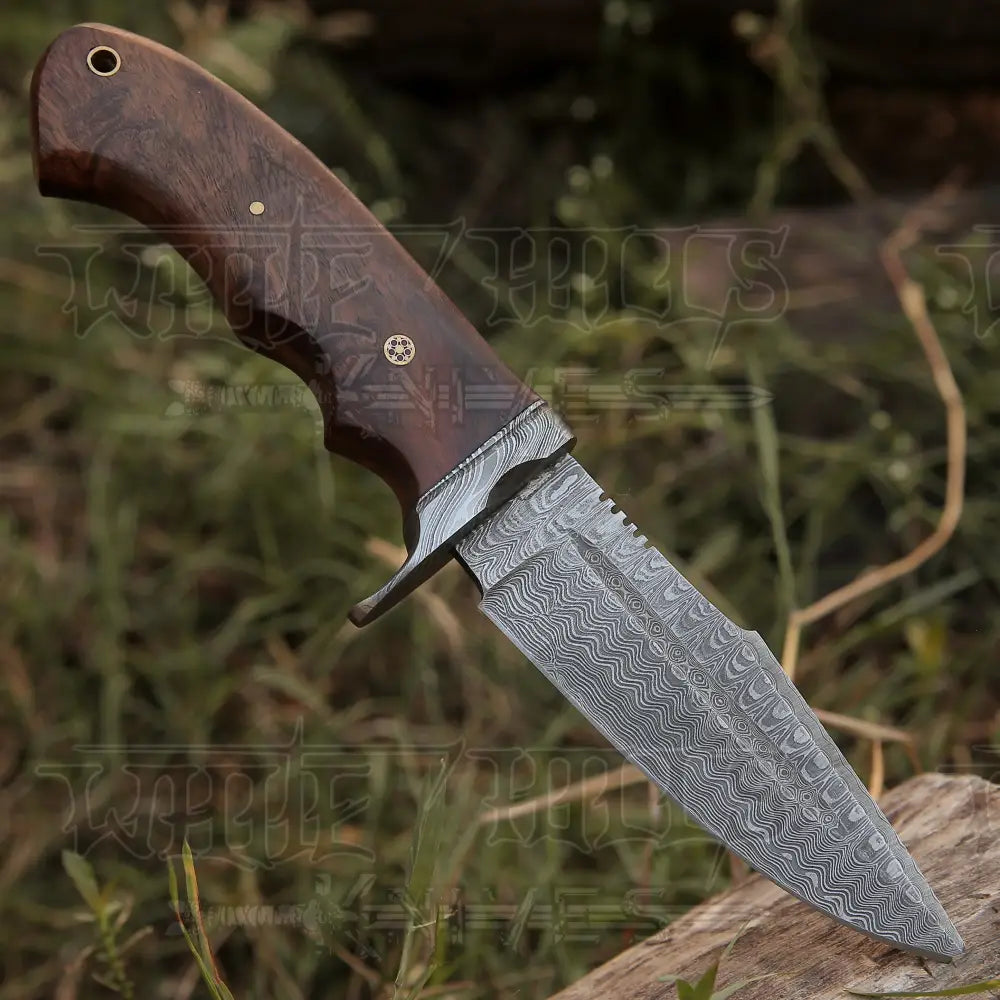 Handmade Damascus Steel Hunting Knife Edc 10 Skinner With Wood Handle