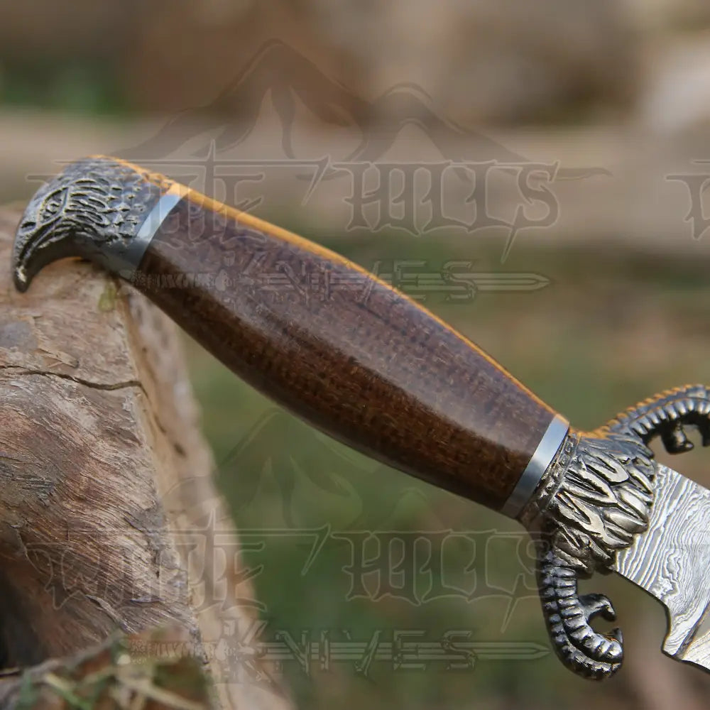 Handmade Damascus Steel Hunting Knife- Engraved Eagle On Handle & Survival Knives