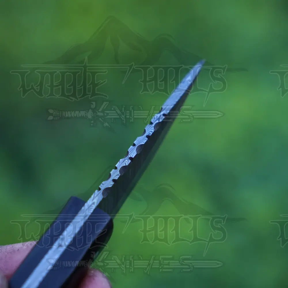 Handmade Damascus Steel Knife - Buffalo Horn Handle 5’ Full Tang Hunting & Camping Sk - 028 Skinner