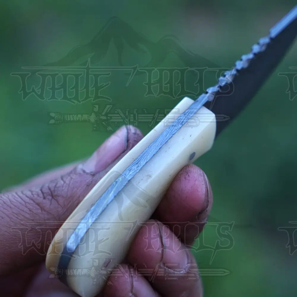 Handmade Damascus Steel Knife - Camel Bone Handle - 5