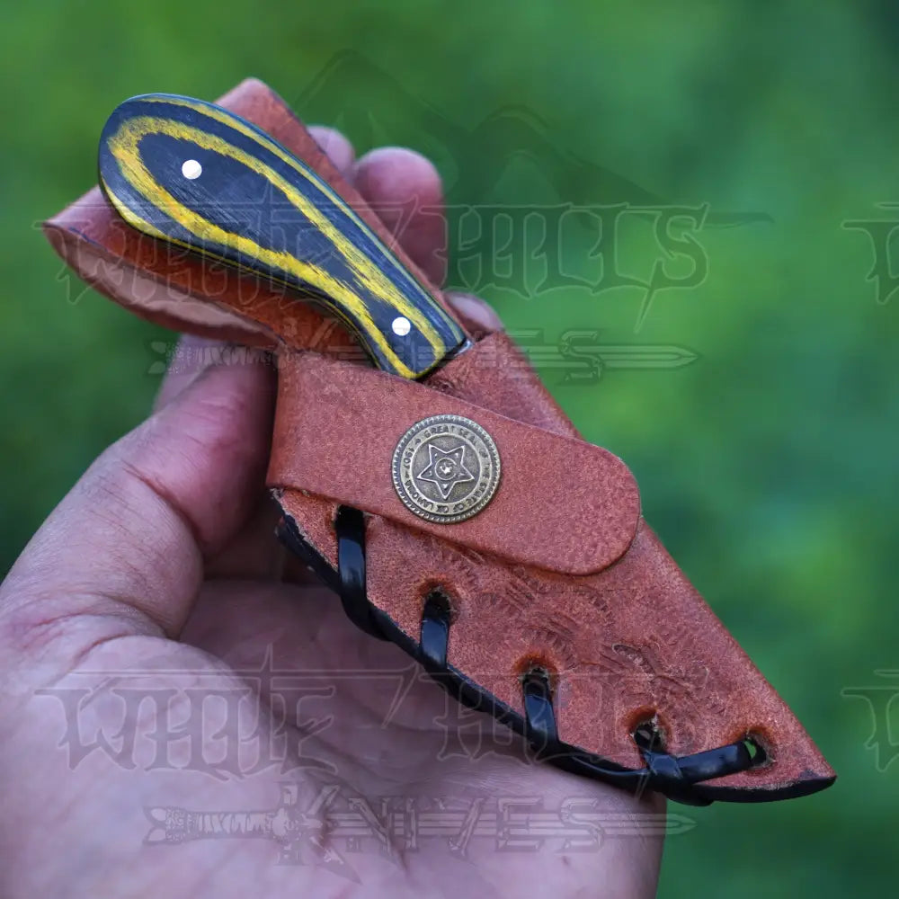 Handmade Damascus Steel Knife - Pakka Wood Handle 5’ Full Tang Hunting & Camping Sk - 029 Skinner