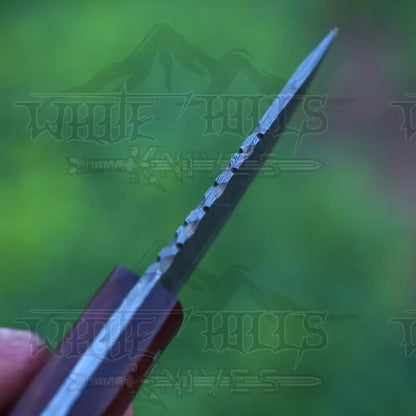 Handmade Damascus Steel Knife - Rosewood Handle 5’ Full Tang Hunting & Camping Sk - 033 Skinner