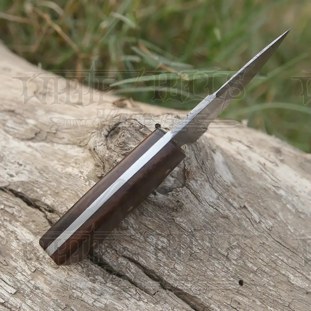 Handmade Damascus Steel Skinner Knife - Rosewood Handle 5.5’ Full Tang