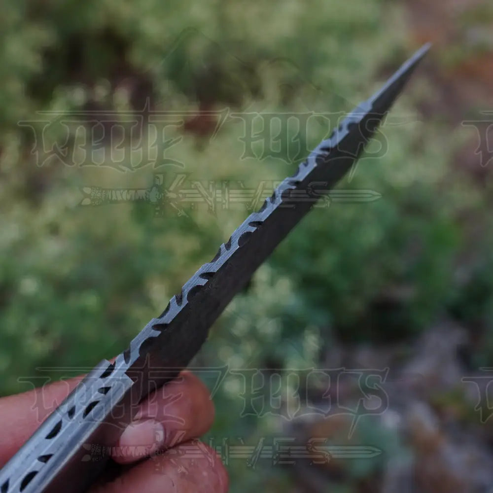 Handmade Damascus Steel Tracker Tanto Knife - Buffalo Horn Handle