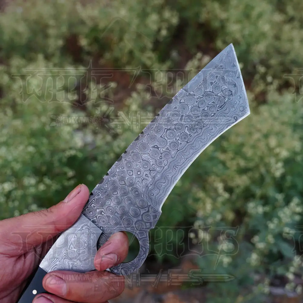 Handmade Damascus Steel Tracker Tanto Knife - Buffalo Horn Handle