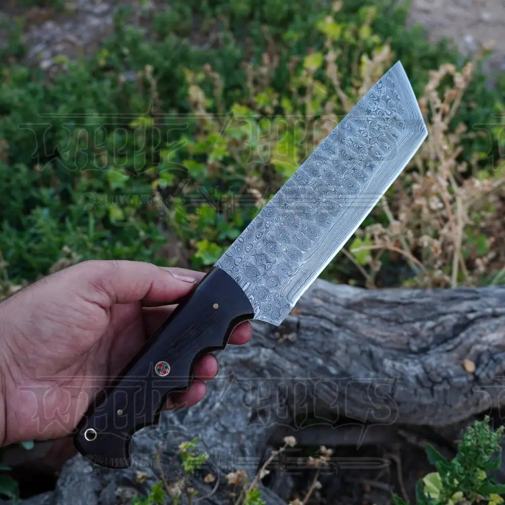 Handmade Damascus Steel Warrior Tanto Knife - Rosewood Handle Tracker