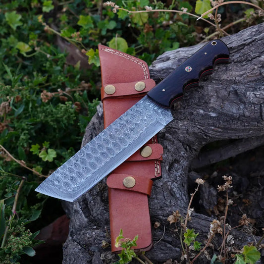 Handmade Damascus Steel Warrior Tanto Knife - Rosewood Handle Tracker