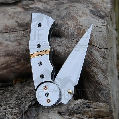 Handmade Folding Pocket Knife - 8 Gift Semi Stainless Camping