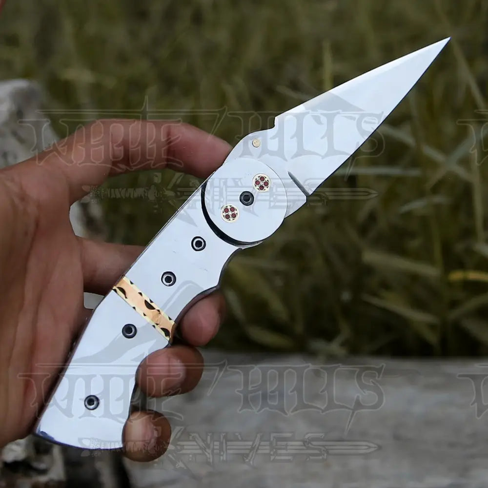 Handmade Folding Pocket Knife - 8 Gift Semi Stainless Camping