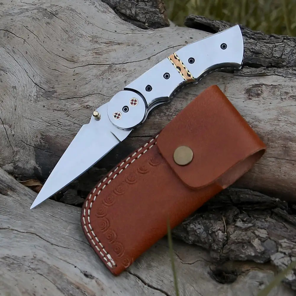 Handmade Folding Pocket Knife - 8 Gift Semi Stainless Camping