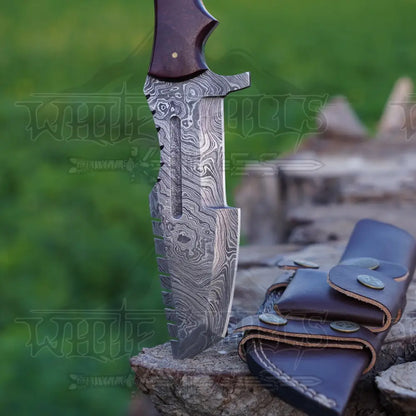 Handmade Forged Damascus Steel Tracker Knife - Hunting Camping With Resin Handle