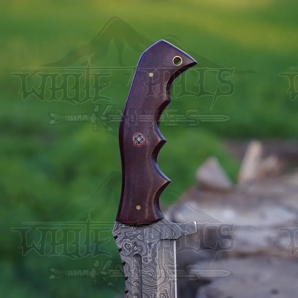 Handmade Forged Damascus Steel Tracker Knife - Hunting Camping With Resin Handle