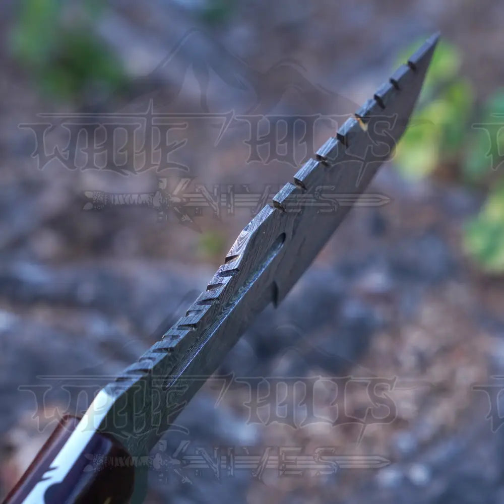 Handmade Forged Damascus Steel Tracker Knife - Hunting Camping With Resin Handle