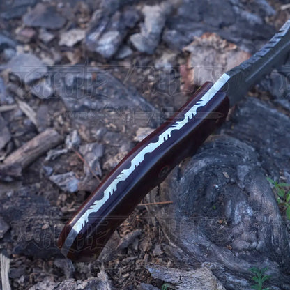 Handmade Forged Damascus Steel Tracker Knife - Hunting Camping With Resin Handle