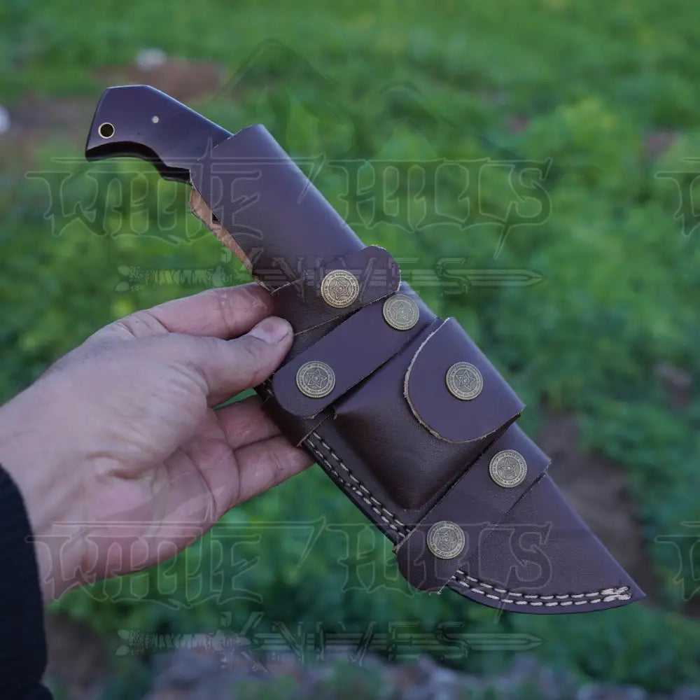 Handmade Forged Damascus Steel Tracker Knife - Hunting Camping With Resin Handle