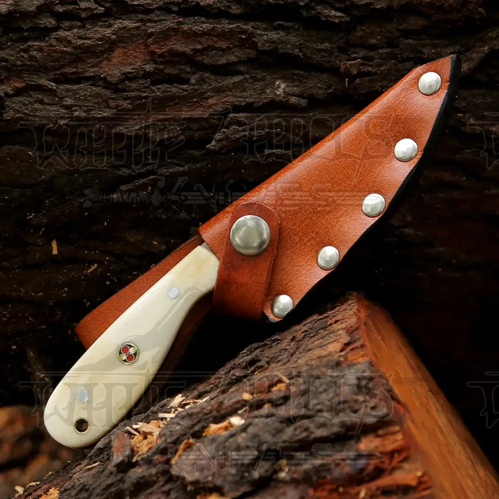 Handmade Forged Full Tang Skinner Knife - Camel Bone Handle D2 Steel - 7 Inches Sk - 010