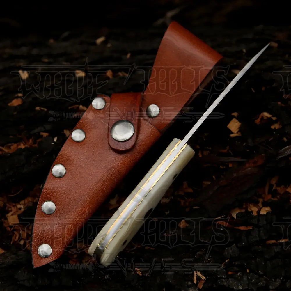 Handmade Forged Full Tang Skinner Knife - Camel Bone Handle D2 Steel - 7 Inches Sk - 010