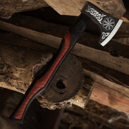 Handmade High Carbon Steel Tomahawk Axe Integral Viking Collectible Olive Wood W/ Leather Wrap Axe