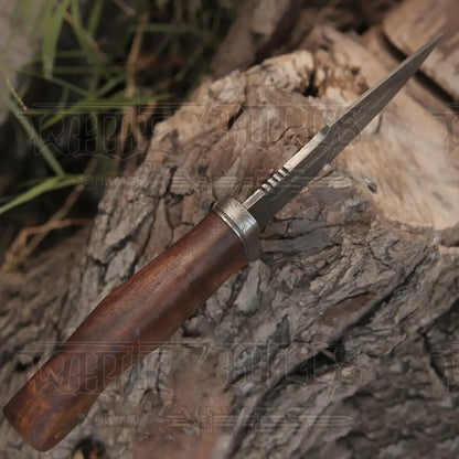 Handmade Hunting Bushcraft Knife Forged Damascus Steel Survival Edc 10 With Wallnut Wood Handle