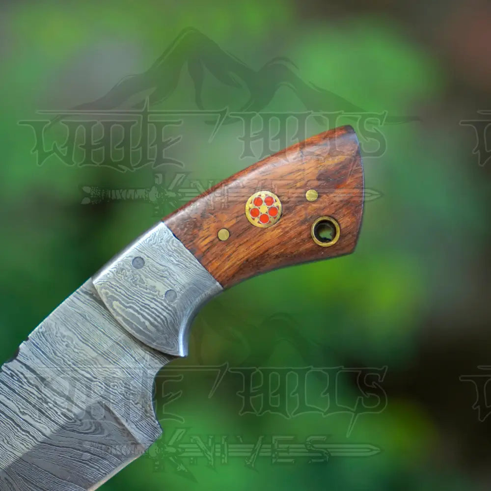 Handmade Mini Skinner Damascus Steel Knife - Ebony Wood Handle 5.5’’ Full Tang