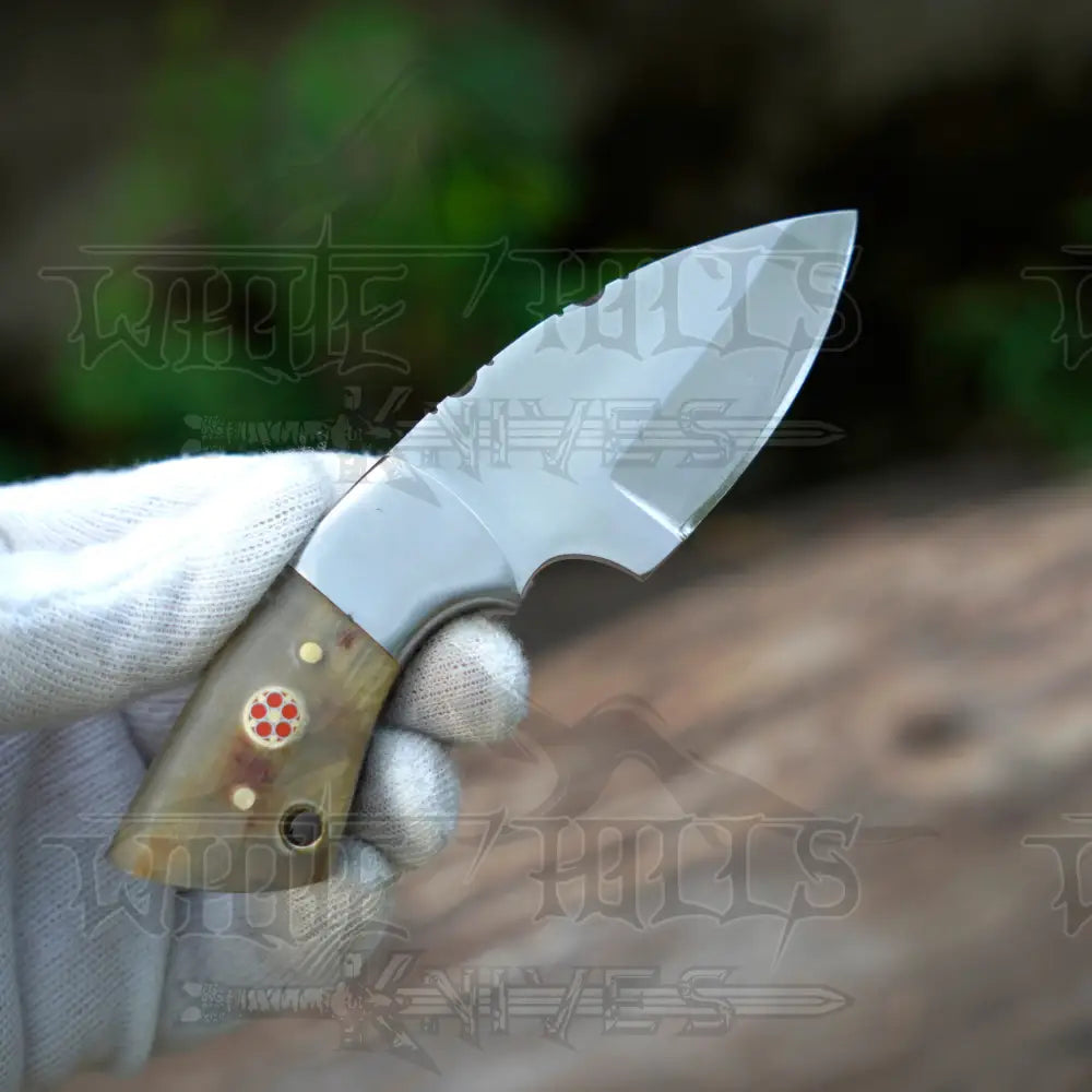 Handmade Mini Skinner Knife - Ram Horn Handle 5.5’’ Full Tang