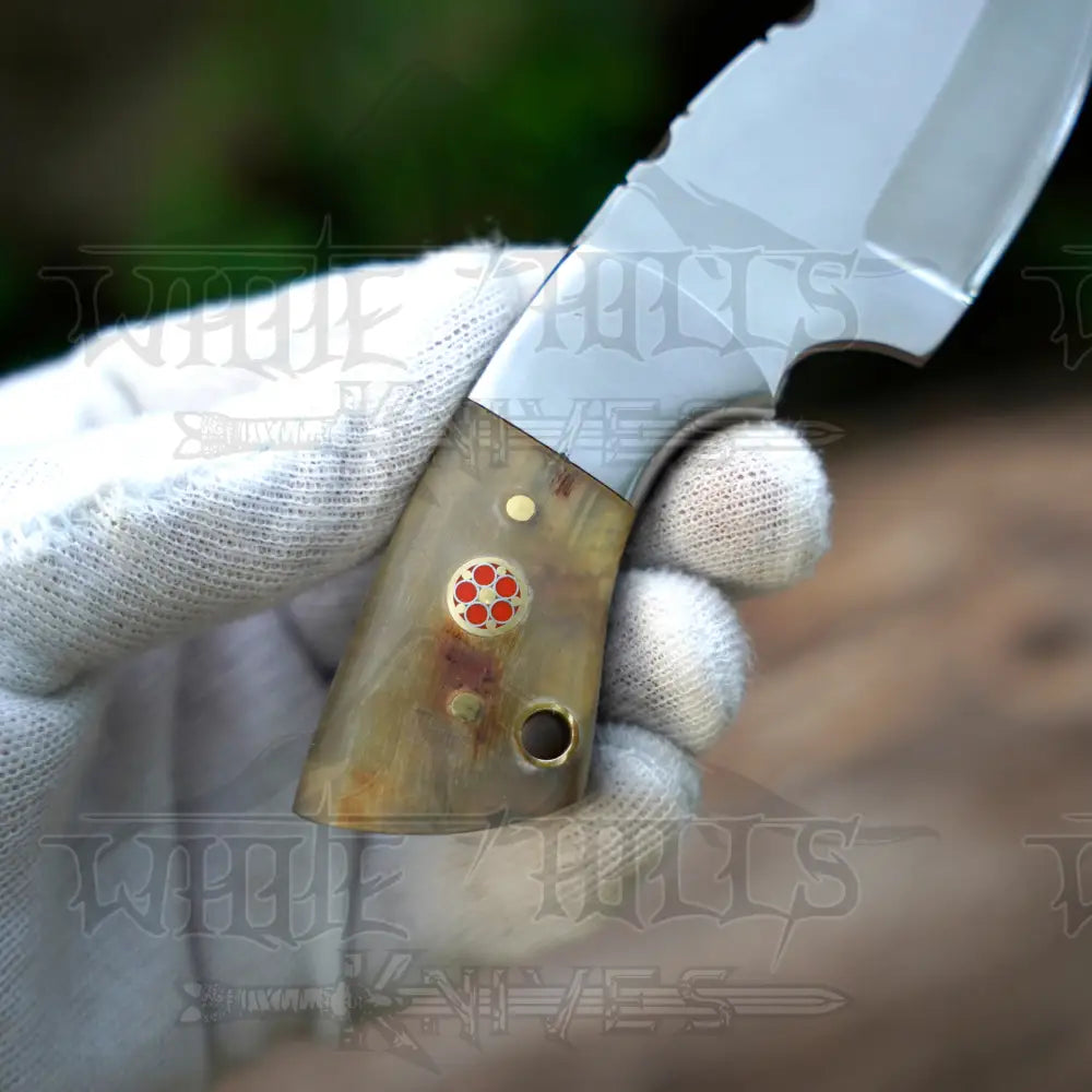 Handmade Mini Skinner Knife - Ram Horn Handle 5.5’’ Full Tang