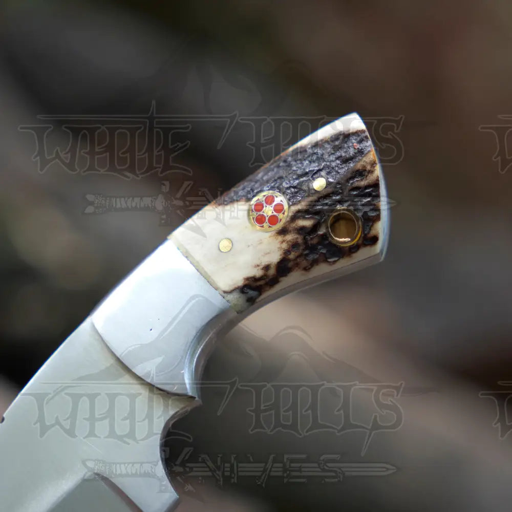 Handmade Mini Skinner Knife - Stag Antler Handle 5.5’’ Full Tang