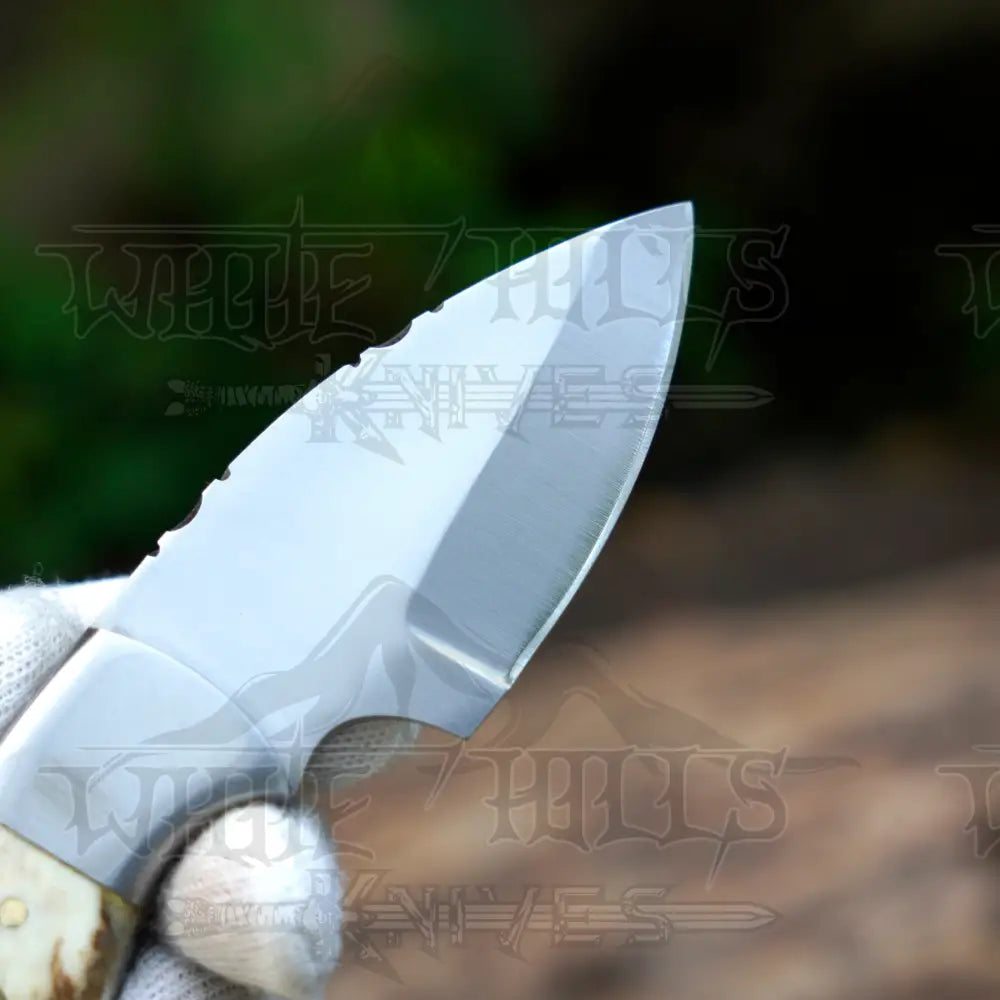 Handmade Mini Skinner Knife - Stag Antler Handle 5.5’’ Full Tang