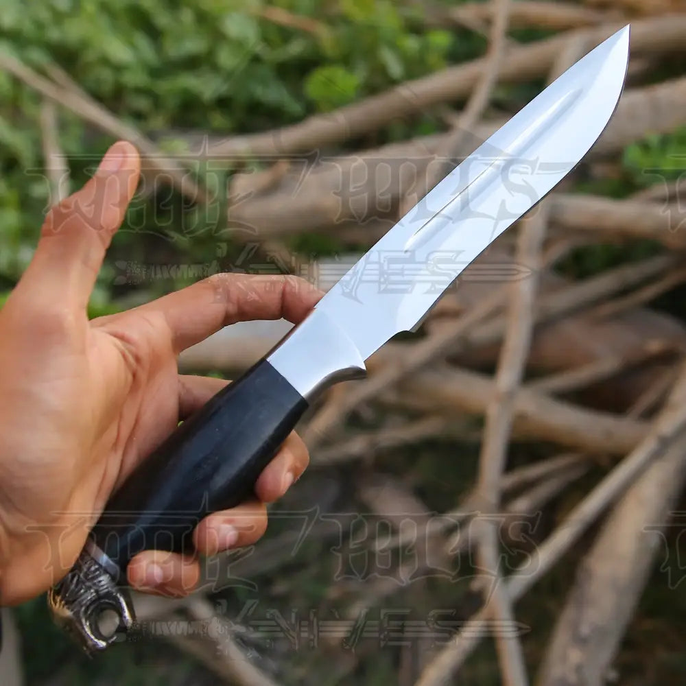 Handmade Stainless Steel Hunting Knife- Engraved Lion On Handle & Survival Knives