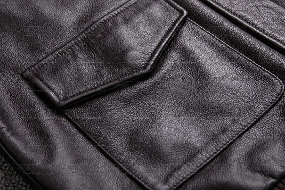 Mens Military Genuine Natural Cowhide Leather Jacket