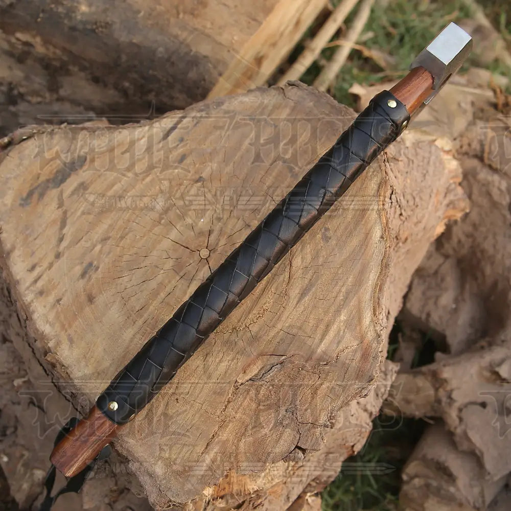 Premium Viking Axe Hand Forged Camping With Dark Wood Shaft & Carbon Steel Axe