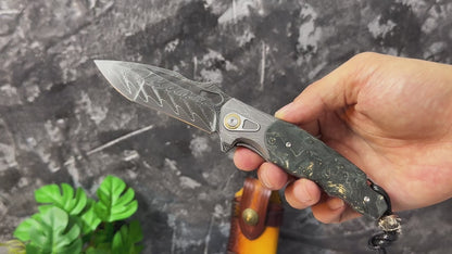 Handmade Japanese VG-10 Damascus Pocket Knife with Pocket Clip - Best Pocket Knife for everyday use