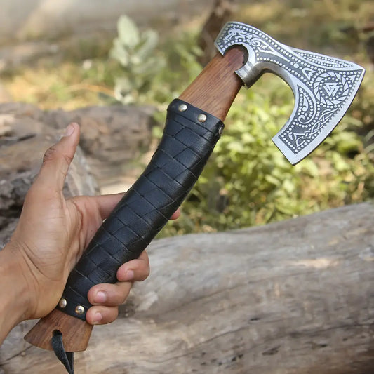 Small Forged Carbon Steel Axe With Ash Wood Shaft - Viking 004-14 Axe