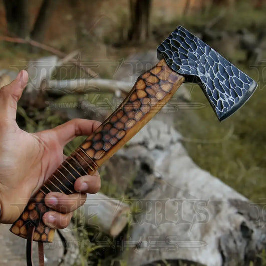 Small Forged Carbon Steel Axe With Burn Ash Wood Shaft - Viking X-101 Axe