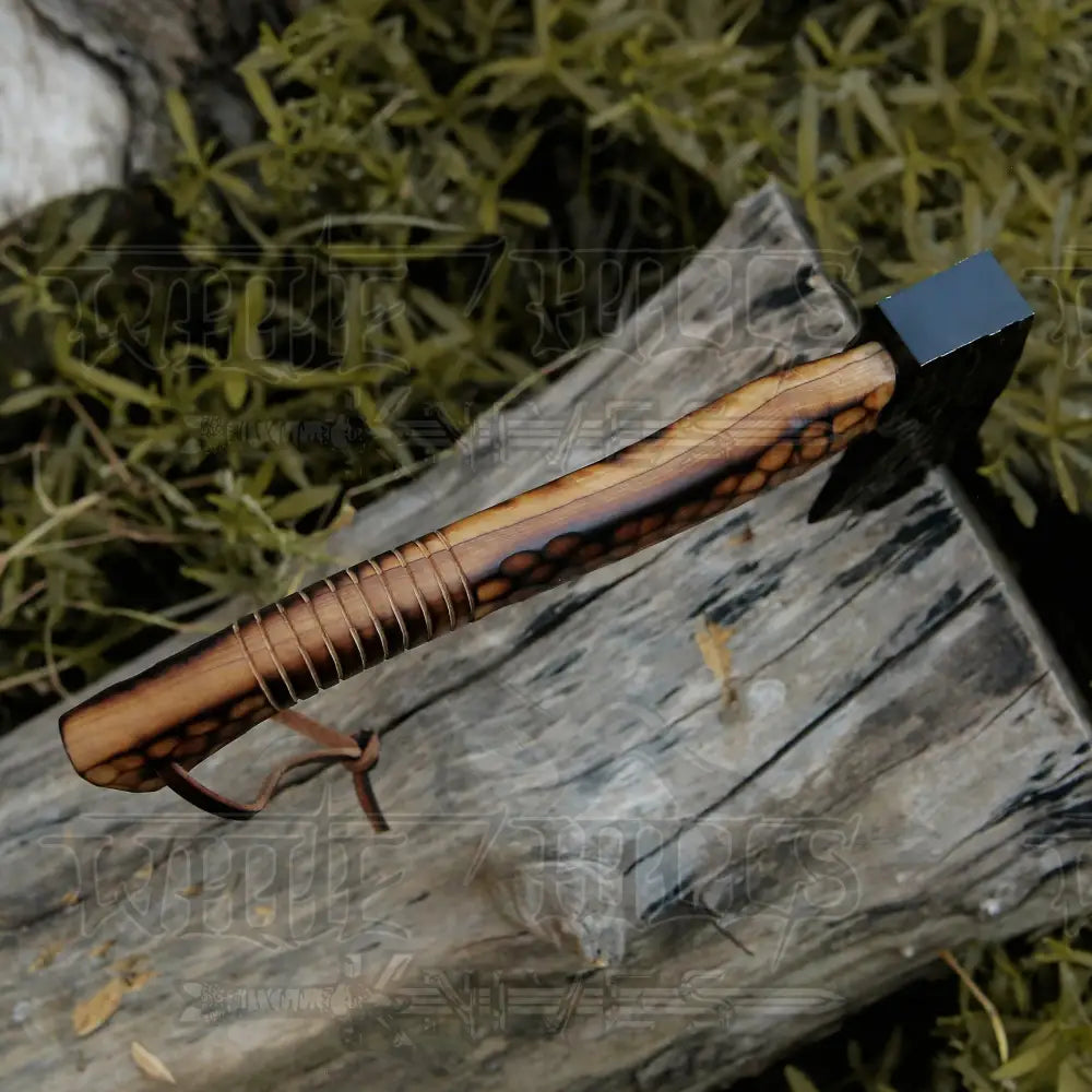 Small Forged Carbon Steel Axe With Burn Ash Wood Shaft - Viking X-101 Axe