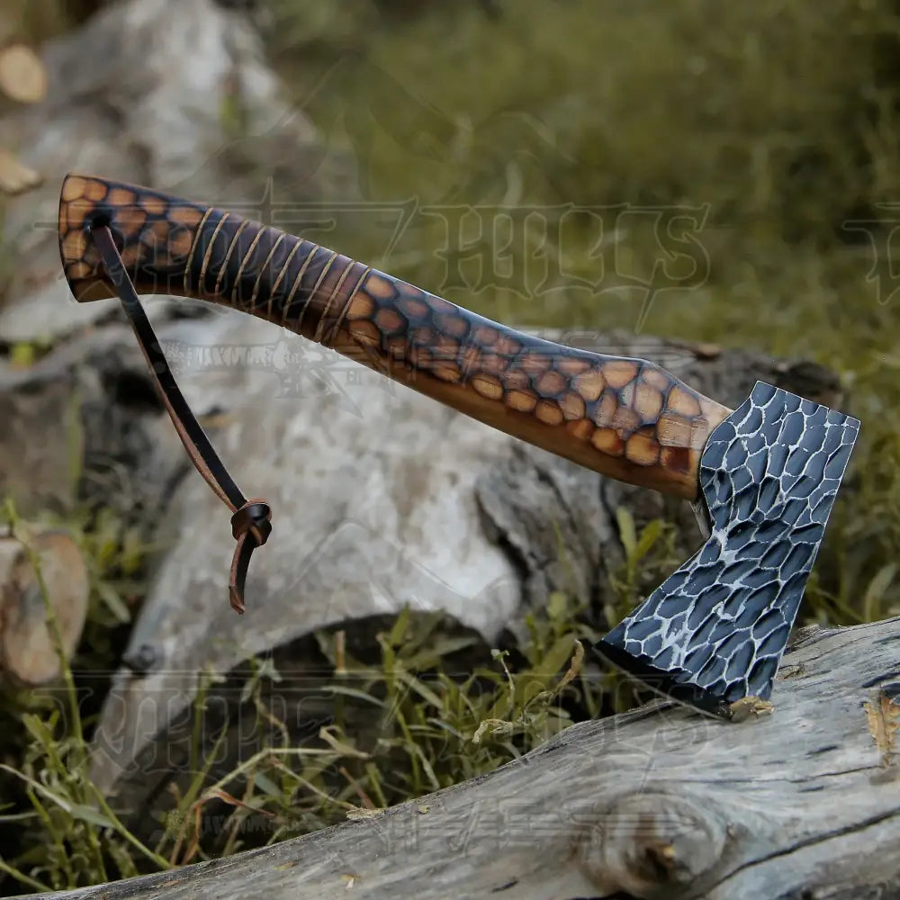Small Forged Carbon Steel Axe With Burn Ash Wood Shaft - Viking X-101 Axe