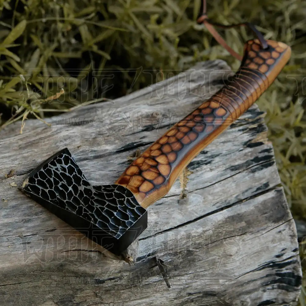 Small Forged Carbon Steel Axe With Burn Ash Wood Shaft - Viking X-101 Axe