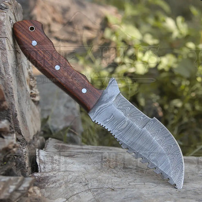 Tracker Knife - Hand Forged Damascus Steel Hunting Wood Handle