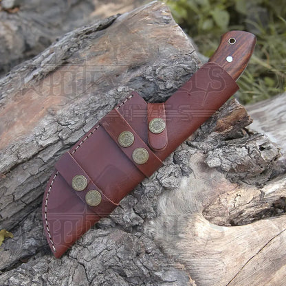 Tracker Knife - Hand Forged Damascus Steel Hunting Wood Handle